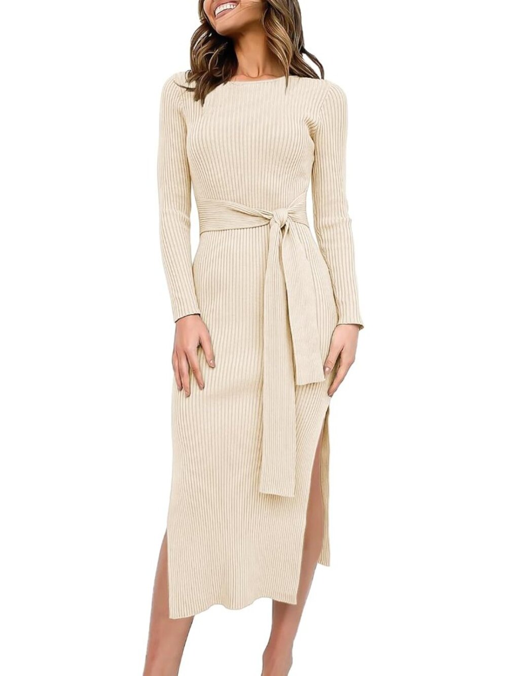 Womens Long Sleeve Bodycon Midi Sweater Dress Fall Outfits